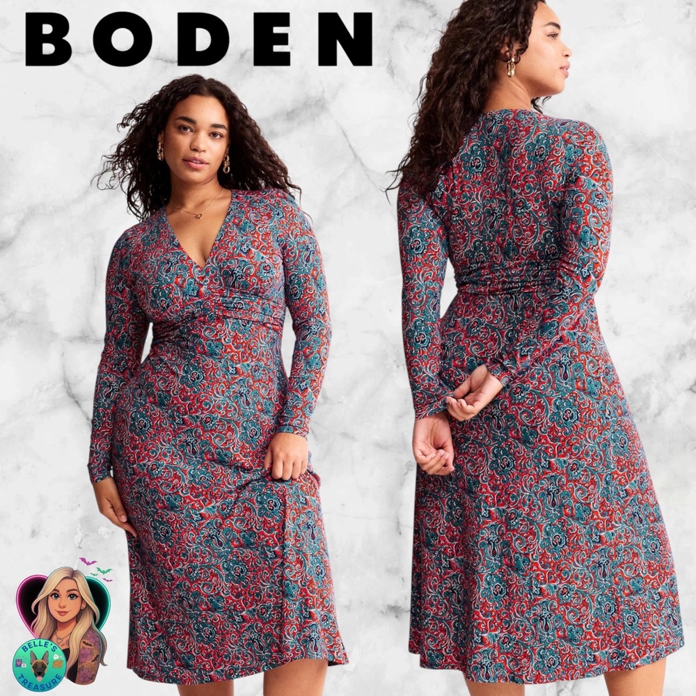 Boden Elodie Empire Midi Dress
Fiesta Orange Botanic Terrace Women's 12 Stretch